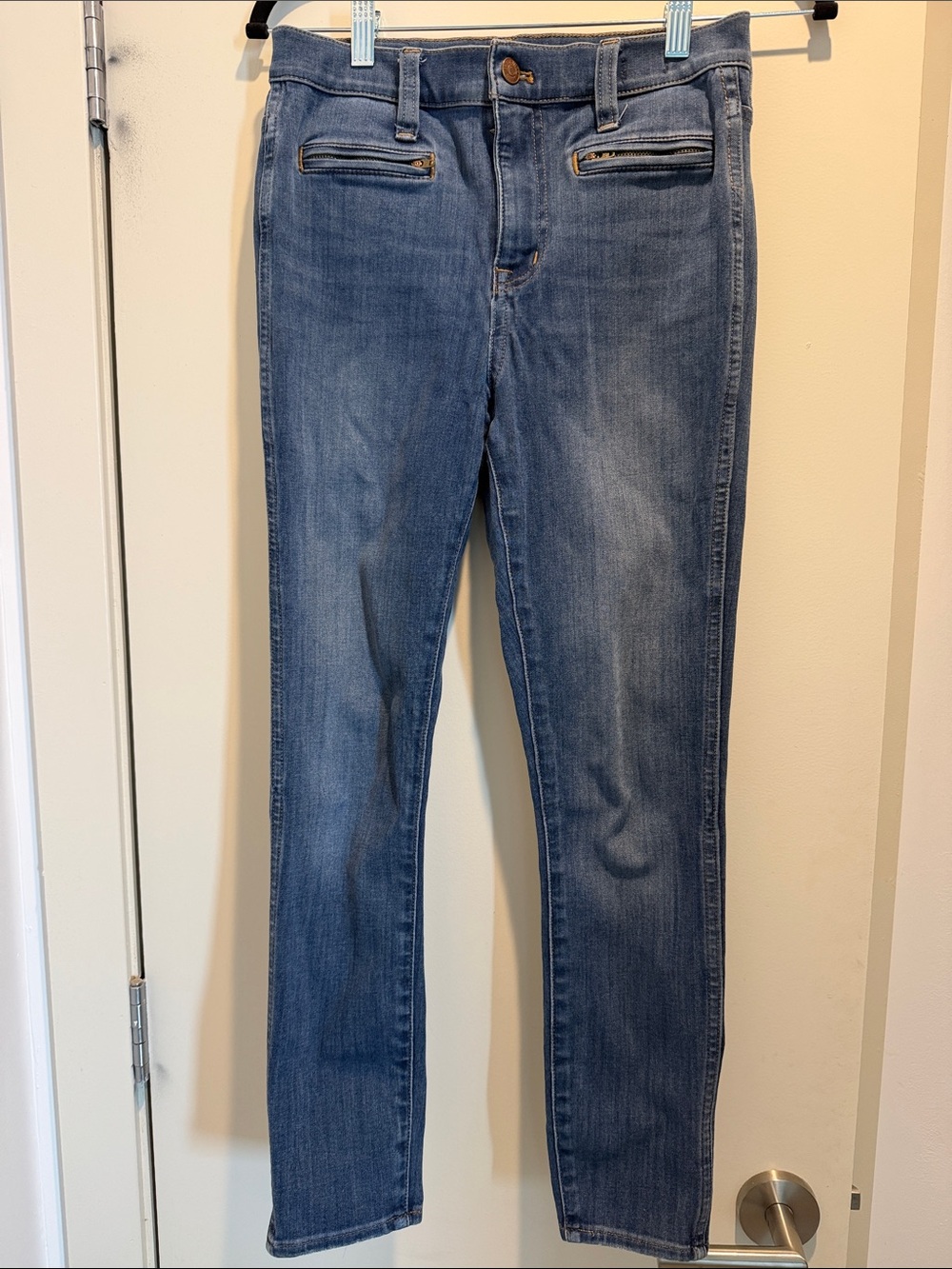 Madewell Medium Blue Skinny Jeans with Zip Pockets